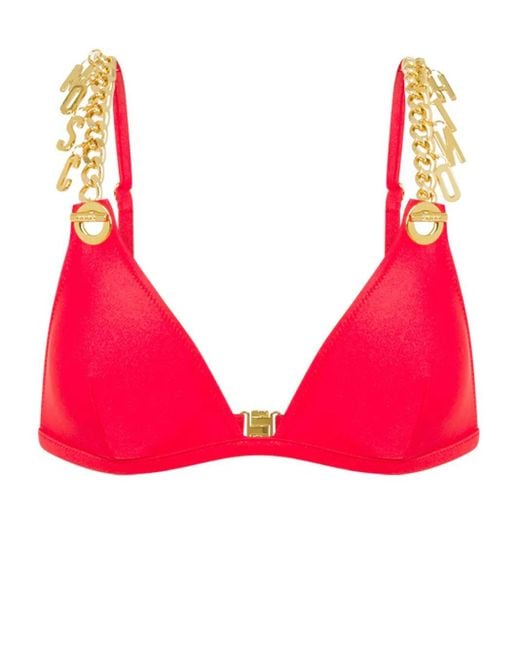 Moschino Bikinitop Met Schakelketting Afwerking in het Red