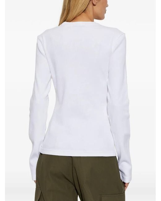 Off-White c/o Virgil Abloh White Logo-Embroidered Ribbed Top