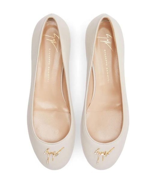 Giuseppe Zanotti Natural Riziana Logo-Embellished Ballerina Shoes