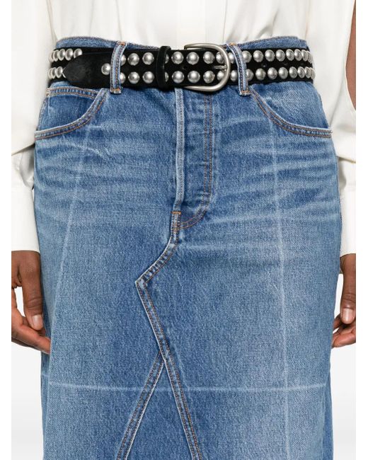 Alexander Wang Blue Straight Skirt W/ Faded Fold Lines