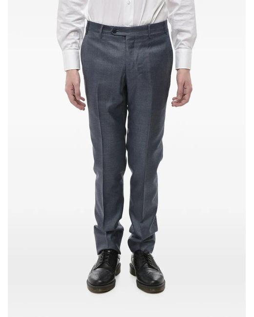 Corneliani Blue Silk-Blend Belt-Loop Trousers for men