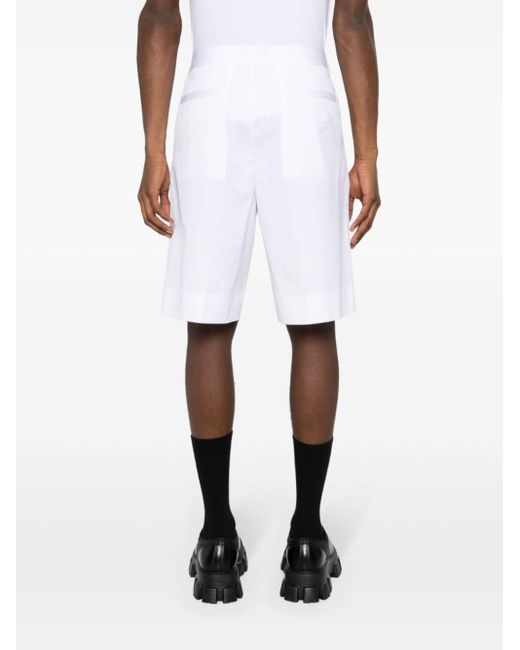 Prada Popeline-Shorts mit Logo-Patch in White für Herren