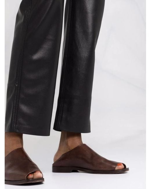Nanushka Black Faux-Leather Cropped Straight-Leg Trousers
