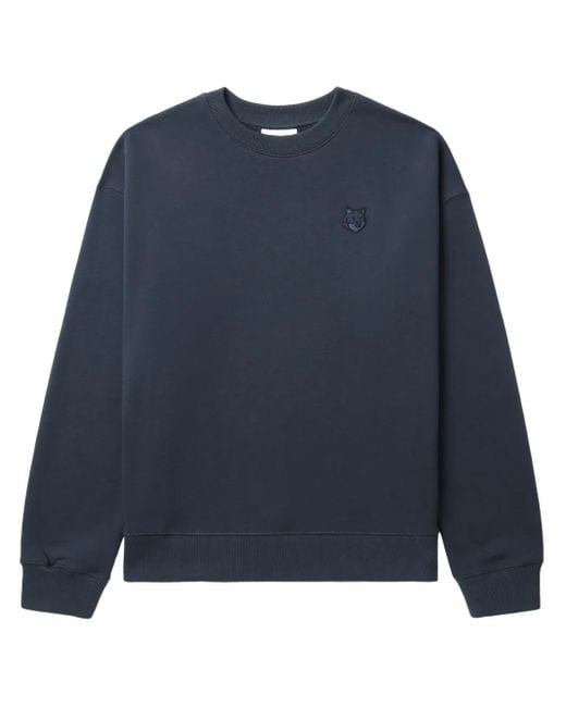 Maison Kitsuné Sweater Met Bold Fox Head-Patch in het Blue