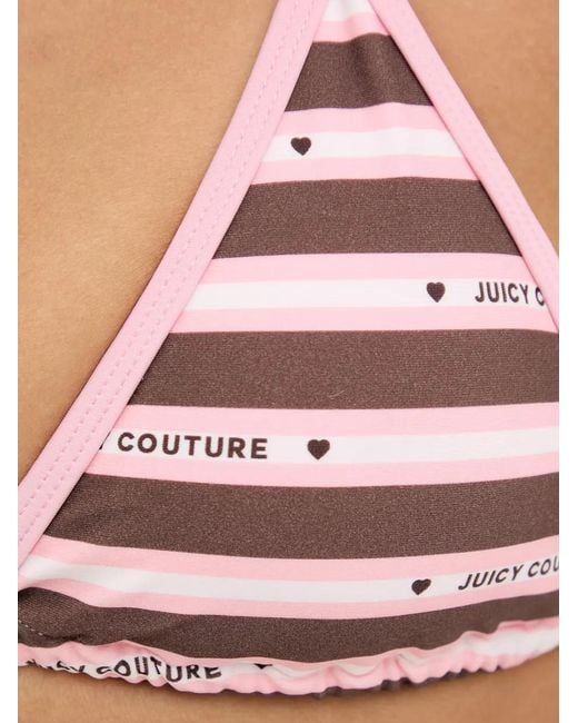 Juicy Couture Brown Logo-Print Striped Bikini