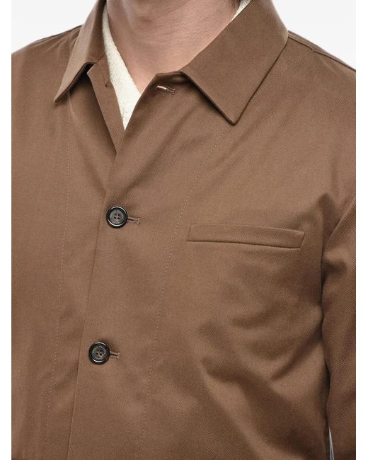 Paolo Pecora Brown Patch-Pocket Overshirt for men
