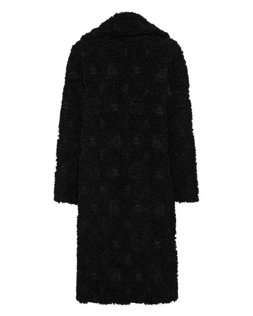 Philipp Plein Black Monogram Fur Coat