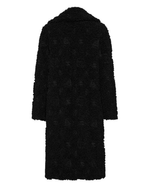 Philipp Plein Black Monogram Fur Coat
