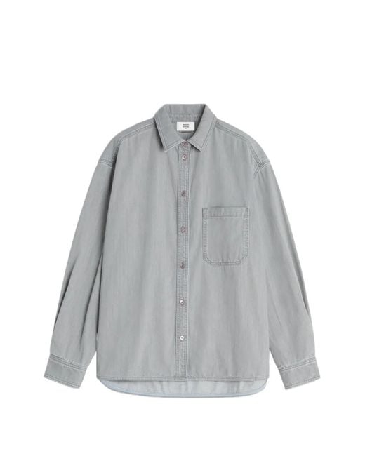 Maison Kitsuné Gray Chemise En Jean Délavé À Poche De Poitrine