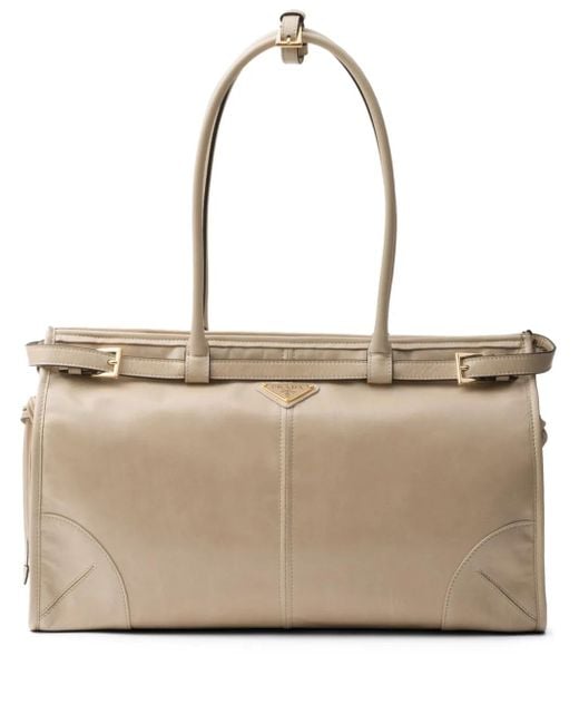 Prada Natural Bonnie Large Leather Handbag