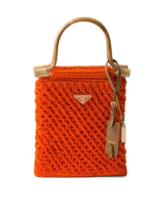 Prada Vera Gehaakte Shopper in het Orange