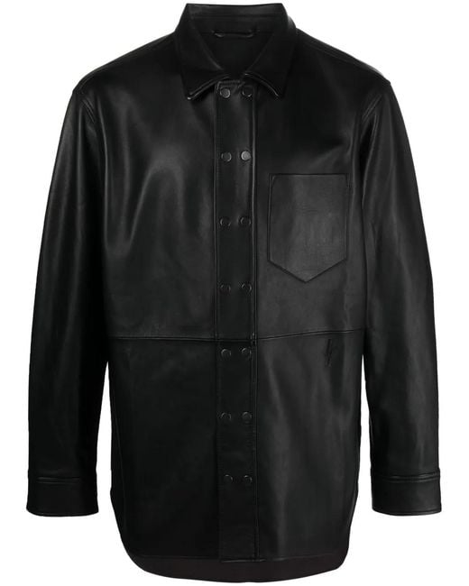 Neil Barrett Black Spread-Collar Leather Jacket for men