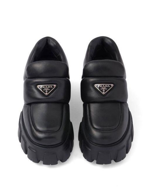 Prada Black Soft Padded Nappa Leather Loafers