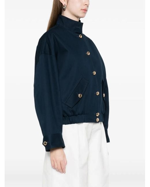 Maje Blue Cotton Bomber Jacket