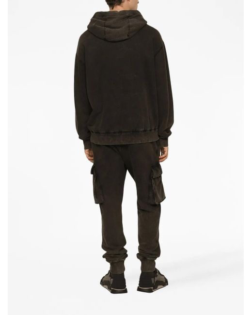 Dolce & Gabbana Black Logo Cotton Trousers for men