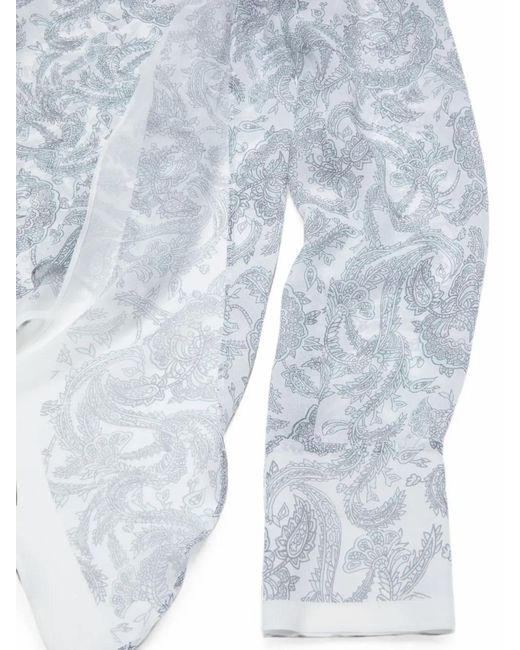 Acne Blue Silk Paisley Blouse
