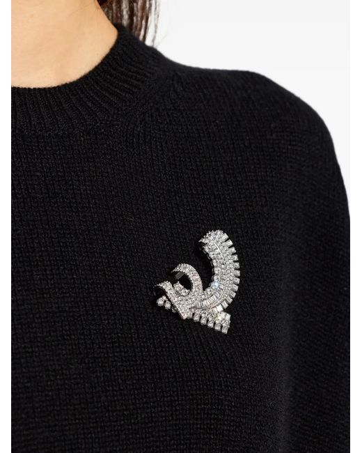 Ferragamo White Gancini Crystal-Embellished Brooch