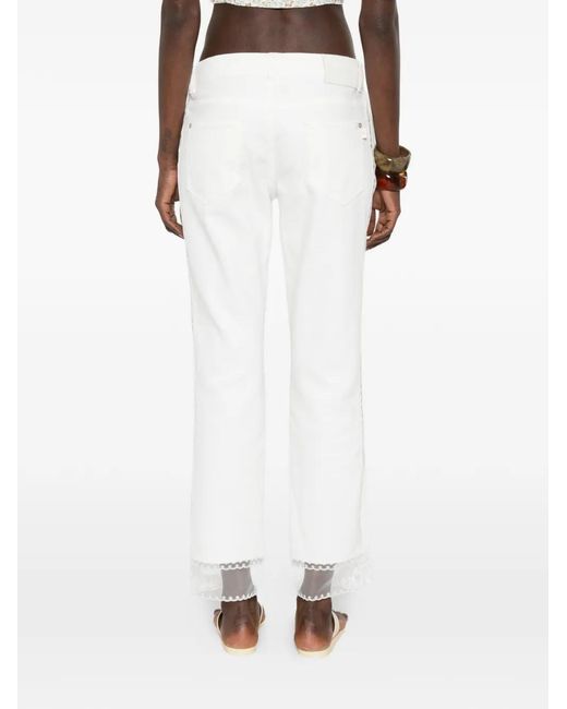 Ermanno Scervino White Lace-Trim Jeans