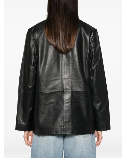 St. Agni Black Flap-Pocket Leather Jacket