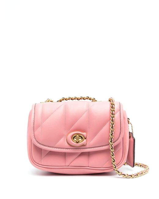 coach-logo-plaque-shoulder-bag-in-pink-lyst
