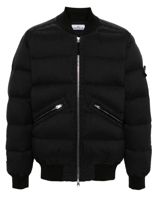 Stone Island Gewatteerd Jack Met Compass-Logopatch in het Black voor heren