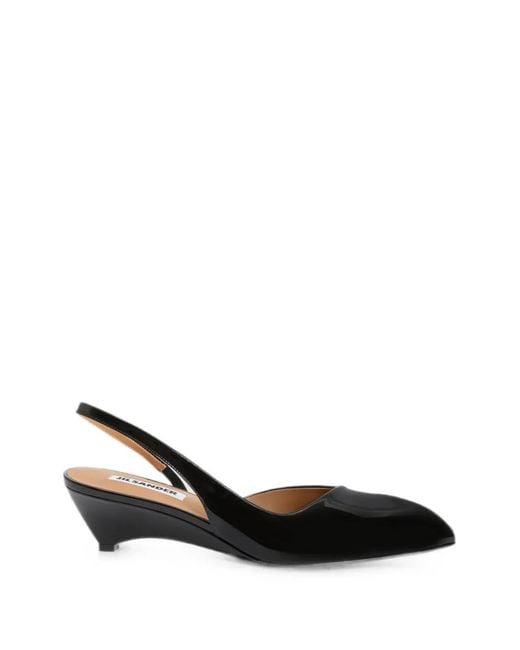 Jil Sander Black Pointed-Toe Slingback Pumps