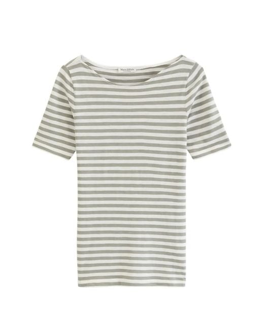 Marc O' Polo White Striped Short-Sleeve T-Shirt for men