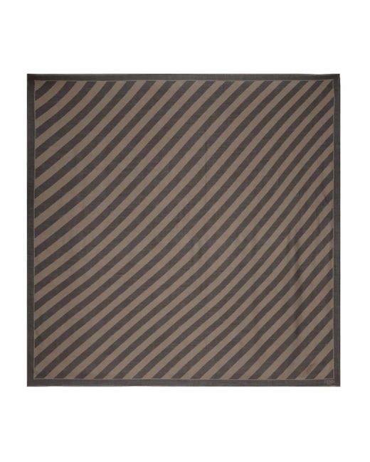 Fendi Brown Diagonal-Stripe Logo Scarf for men