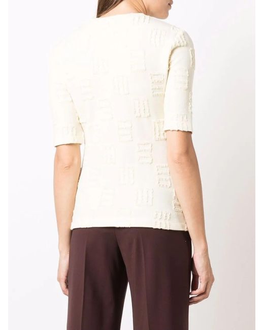 Ambush White Monogram Ladies Fitted Tshirt