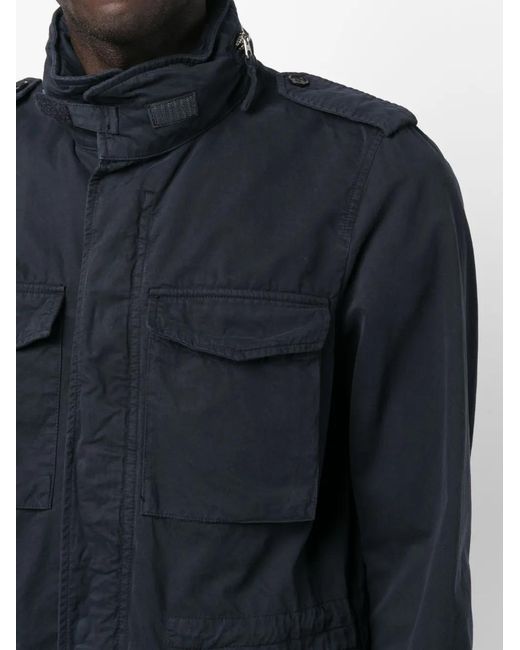 Aspesi Blue Multi-Pocket Military Jacket for men