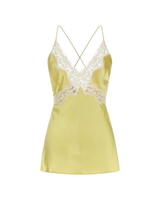 Alberta Ferretti Yellow Lace-Insert Top