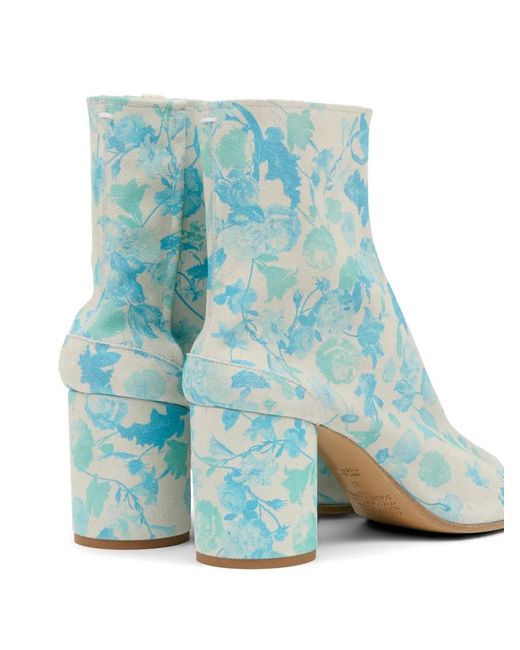 Maison Margiela Blue Floral-Detail Boots