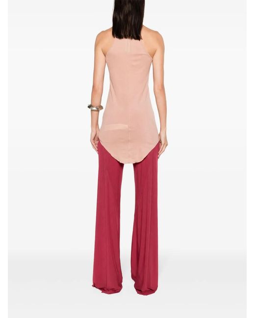 Rick Owens Pink Raw-Cut Longline Tank Top