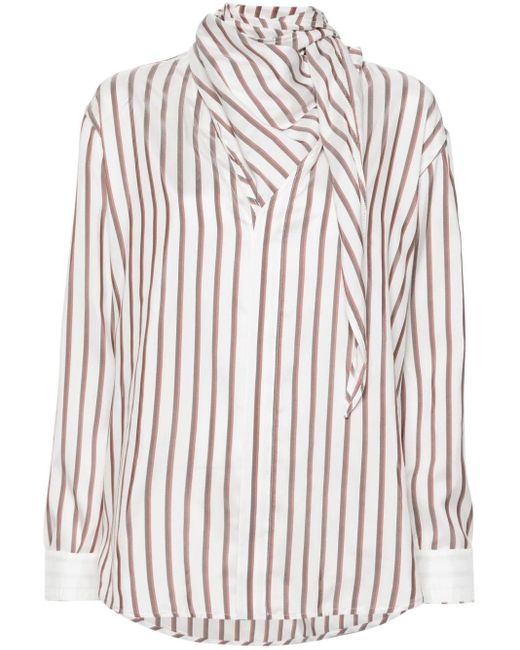 Bottega Veneta White Striped Silk Shirt