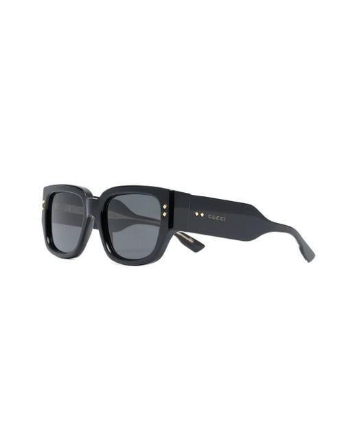 Gucci Black Logo Square-Frame Sunglasses for men