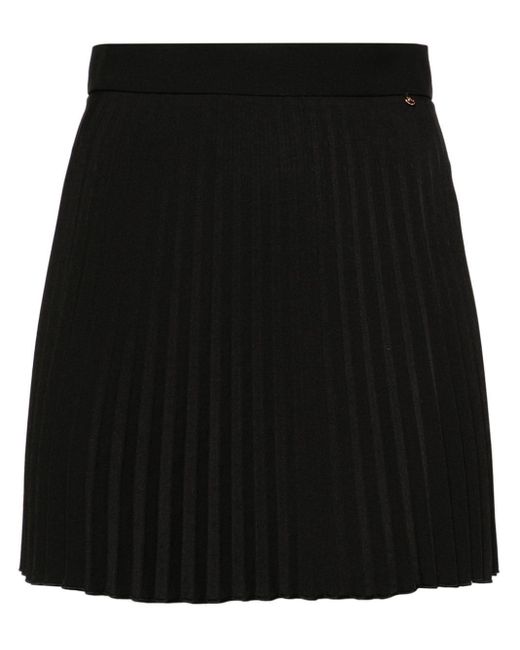 Nissa Black Mid-rise Pleated Mini Skirt