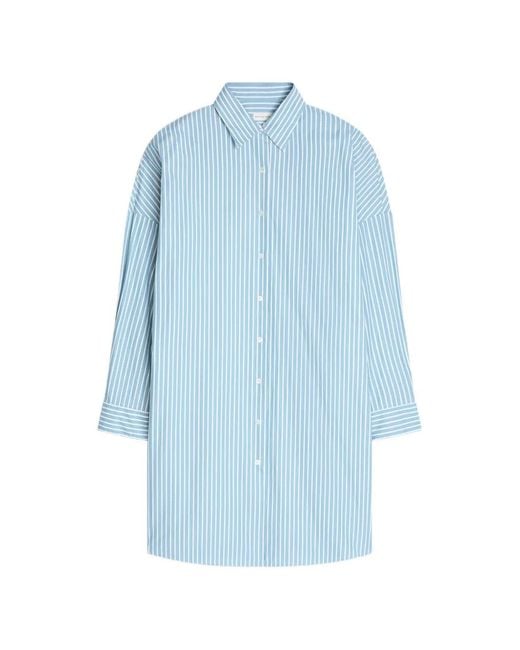Dries Van Noten Blue Striped Shirt Dress