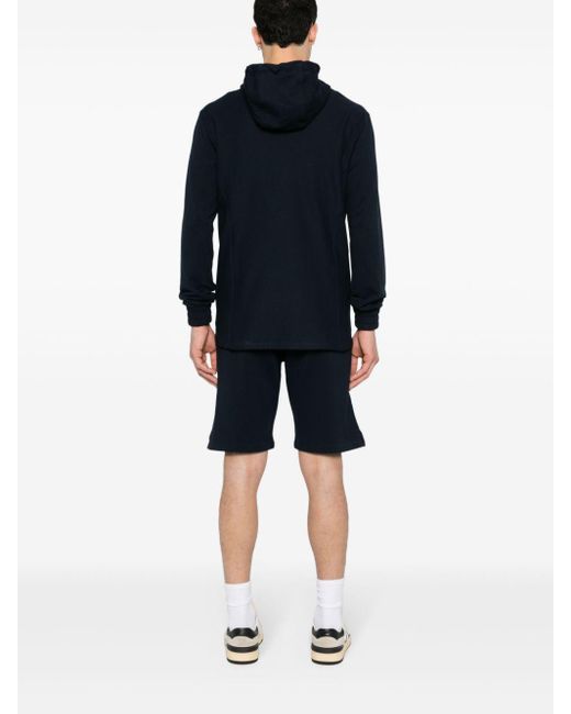 Kiton Blue Cotton Hoodie And Shorts Set for men