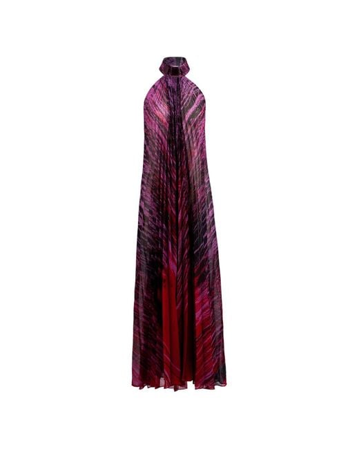 Silvia Tcherassi Purple Lucia Pleated Abstract-Print Maxi Dress