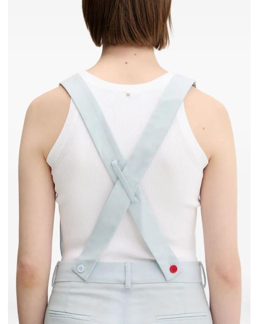 Fiorucci White Embroidered Suspender Trousers