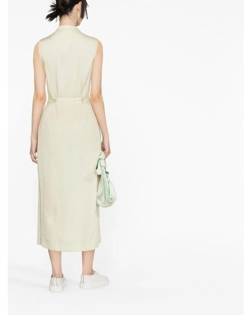 Calvin Klein White Belted Sleeveless Shirt Dress