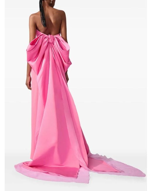 Carolina Herrera Pink Strapless Bow-Back Column Gown