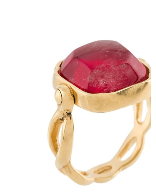 Goossens Pink Cabochons Squared Ring