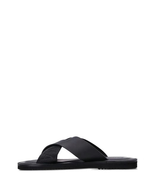 Emporio Armani Black Leather Sandals for men