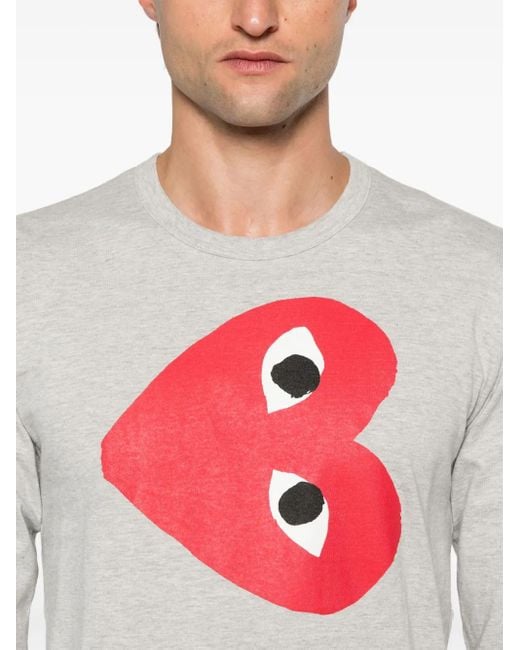 COMME DES GARÇONS PLAY Gray Side Heart-Print T-Shirt
