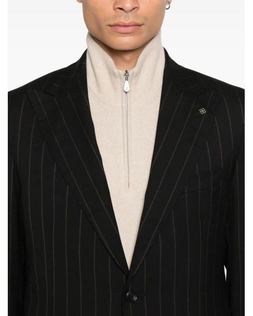Tagliatore Black Pinstripe Suit for men