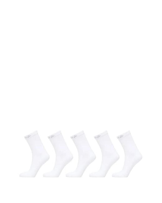 C.r.a.f.t White Ribbed Crew Socks (Set Of Five)