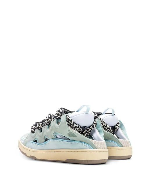 Lanvin Blue Curb Lace-Up Perforated Mules for men