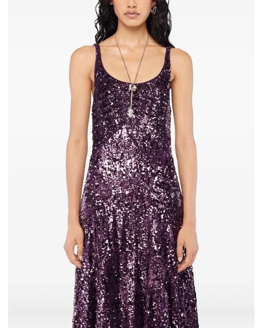 Rabanne Purple Sequin-Embellished Maxi Dress