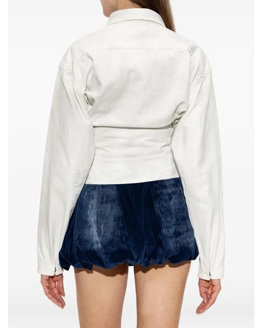 DIESEL White Logo-Plaque Denim Shirt
